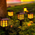 2/4 pcs 10LEDS Solar Flame Torch Light Flickering Light Garden Decoration For Halloween Outdoor Lawn Path Yard Patio Floor Lamp