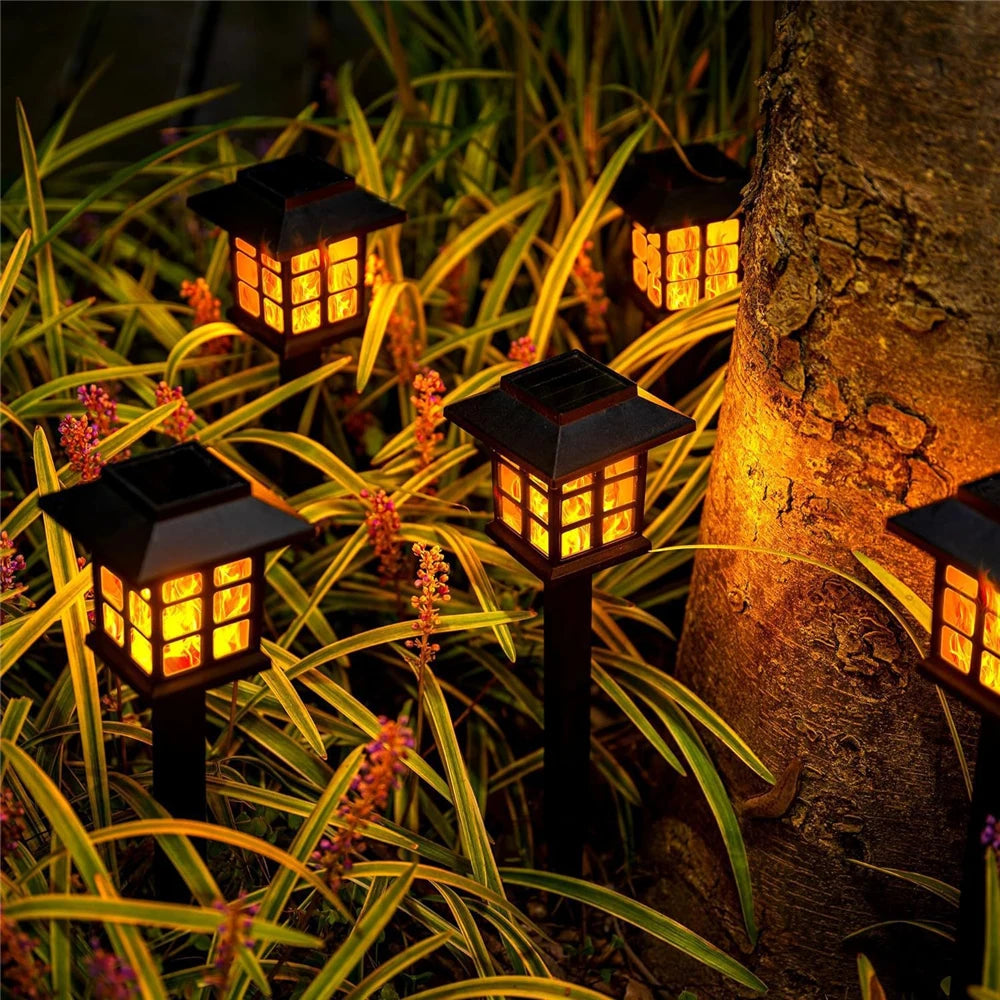 2/4 pcs 10LEDS Solar Flame Torch Light Flickering Light Garden Decoration For Halloween Outdoor Lawn Path Yard Patio Floor Lamp